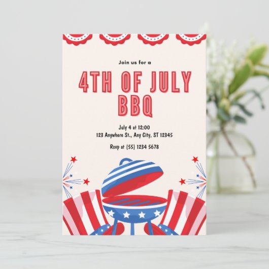 4 juli Onafhankelijkheidsdag BBQ Party Kaart (Staand voorkant)