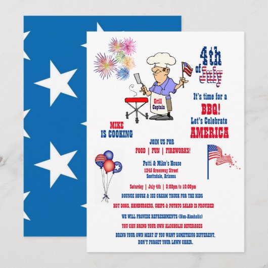 4 juli Onafhankelijkheidsdag BBQ Vuurwerk Kaart (Voorkant / Achterkant)