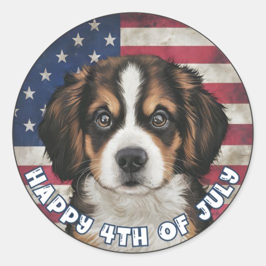 4 juli Onafhankelijkheidsdag Berner Kring Ronde Sticker (Voorkant)