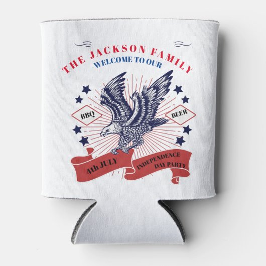 4 juli Onafhankelijkheidsdag. bewerkbare tekst. Blikjeskoeler (Voorkant)