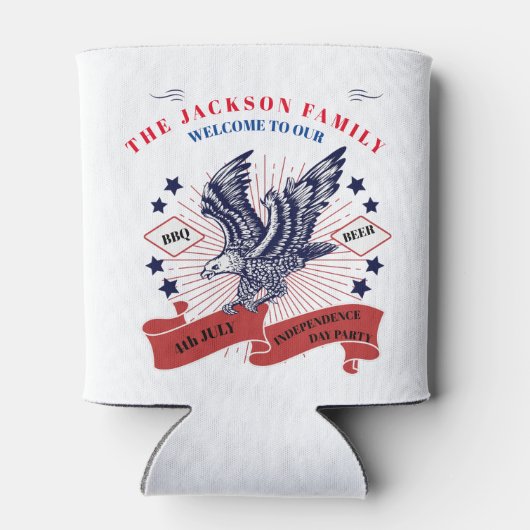 4 juli Onafhankelijkheidsdag. bewerkbare tekst. Blikjeskoeler (Achterkant)