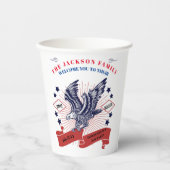 4 juli Onafhankelijkheidsdag. bewerkbare tekst. Papieren Bekers (Voorkant)