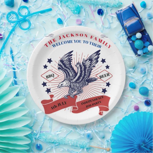 4 juli Onafhankelijkheidsdag. bewerkbare tekst. Papieren Bordje (Feest)