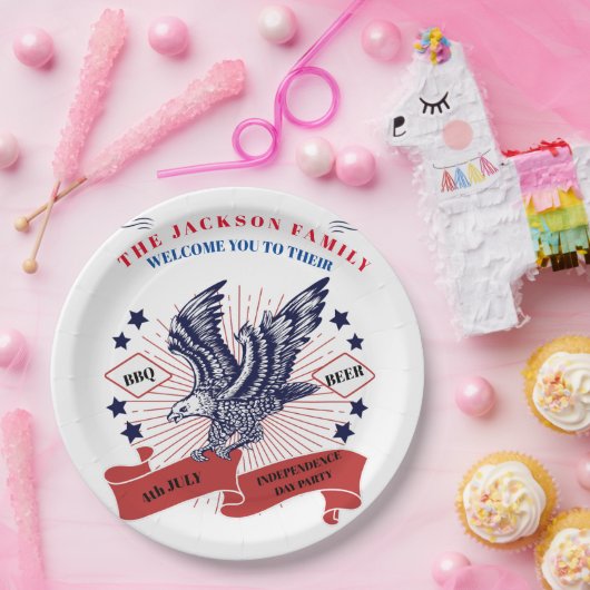 4 juli Onafhankelijkheidsdag. bewerkbare tekst. Papieren Bordje (Feest)