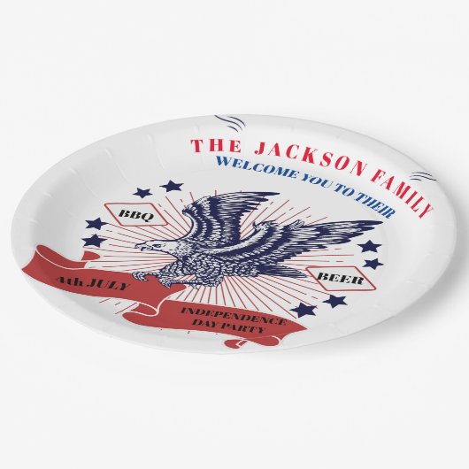 4 juli Onafhankelijkheidsdag. bewerkbare tekst. Papieren Bordje (Gekanteld)