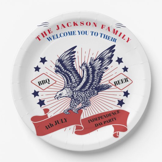 4 juli Onafhankelijkheidsdag. bewerkbare tekst. Papieren Bordje (Voorkant)