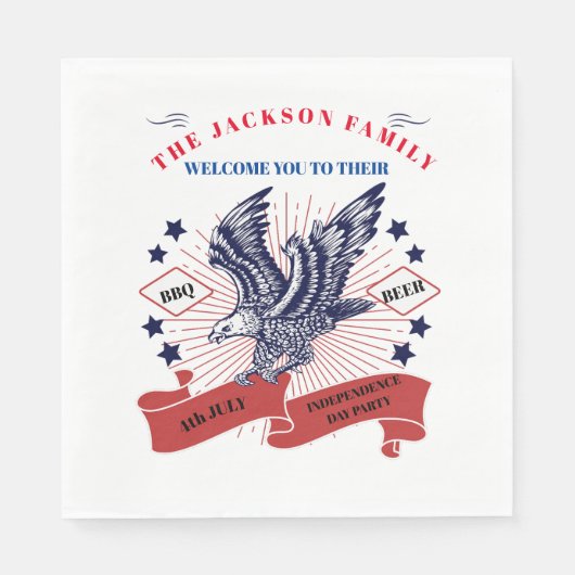 4 juli Onafhankelijkheidsdag. bewerkbare tekst. Servet (Voorkant)