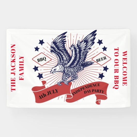 4 juli Onafhankelijkheidsdag. bewerkbare tekst. Spandoek (Horizontaal)