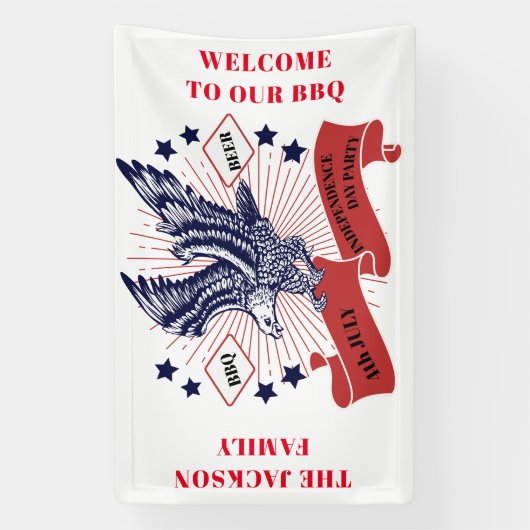 4 juli Onafhankelijkheidsdag. bewerkbare tekst. Spandoek (Verticaal)