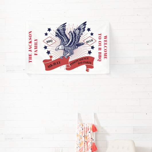 4 juli Onafhankelijkheidsdag. bewerkbare tekst. Spandoek (Insitu)