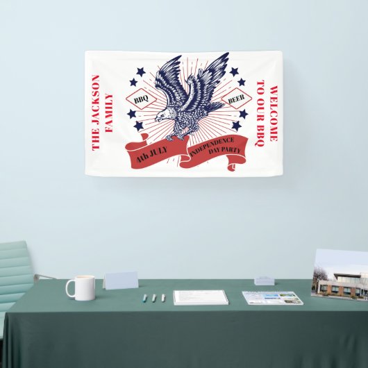 4 juli Onafhankelijkheidsdag. bewerkbare tekst. Spandoek (Beurs)