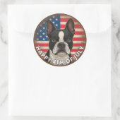 4 juli Onafhankelijkheidsdag Boston Terrier Circle Ronde Sticker (Tas)