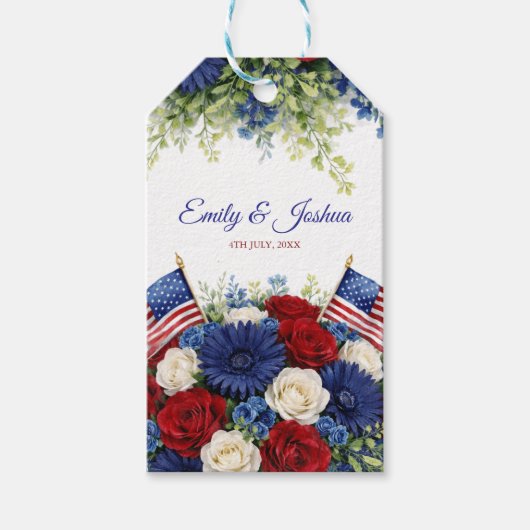 4 juli Onafhankelijkheidsdag Bruiloft Cadeaulabel (Voorkant)