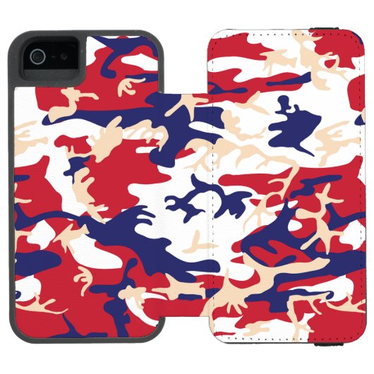 4 juli, Onafhankelijkheidsdag, Camouflage Beige Incipio iPhone Portemonnee Hoesje (Agenda Open)