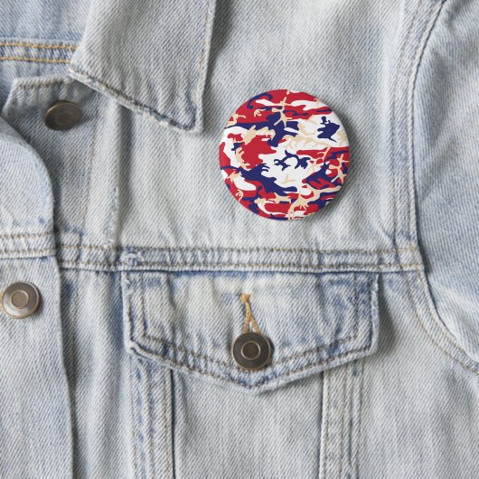 4 juli, Onafhankelijkheidsdag, Camouflage Beige Ronde Button 5,7 Cm (In situ)