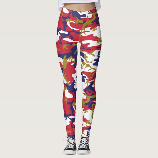 4 juli, Onafhankelijkheidsdag, Camouflage Goud Leggings (Voorkant)