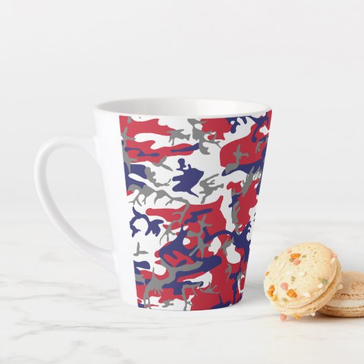 4 juli, Onafhankelijkheidsdag, Camouflage Grijs Latte Mok (In situ)