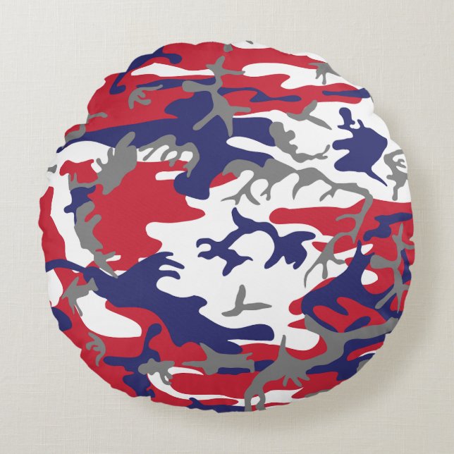 4 juli, Onafhankelijkheidsdag, Camouflage Grijs Rond Kussen (Voorkant)