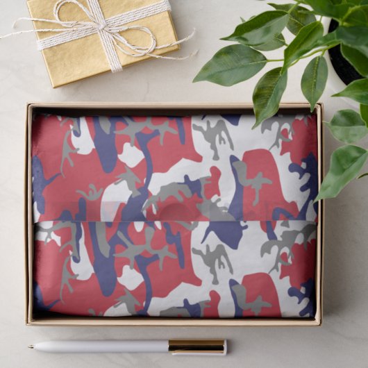 4 juli, Onafhankelijkheidsdag, Camouflage Grijs Tissuepapier (Geschenk)