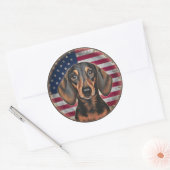 4 juli Onafhankelijkheidsdag Dachshund Circle Ronde Sticker (Envelop)