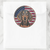 4 juli Onafhankelijkheidsdag Dachshund Circle Ronde Sticker (Tas)