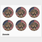 4 juli Onafhankelijkheidsdag Dachshund Circle Ronde Sticker (Vel)