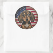 4 juli Onafhankelijkheidsdag Dachshund Circle Ronde Sticker (Tas)