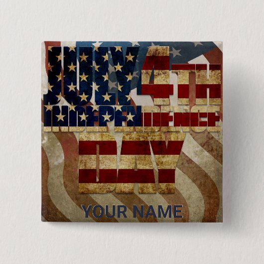  4 juli Onafhankelijkheidsdag Design Vierkante Button 5,1 Cm (Voorkant)