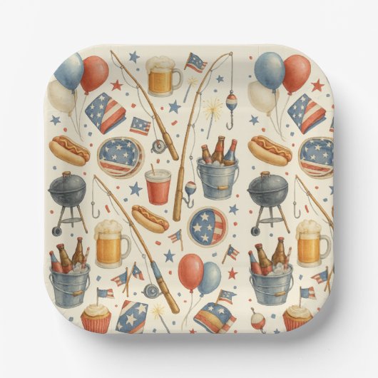 4 juli Onafhankelijkheidsdag feest voor liefhebber Papieren Bordje (Voorkant)