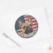 4 juli Onafhankelijkheidsdag Franse Bulldog Circle Ronde Sticker (Envelop)