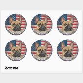 4 juli Onafhankelijkheidsdag Franse Bulldog Circle Ronde Sticker (Vel)