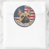 4 juli Onafhankelijkheidsdag Franse Bulldog Circle Ronde Sticker (Tas)