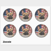 4 juli Onafhankelijkheidsdag Franse Bulldog Circle Ronde Sticker (Vel)