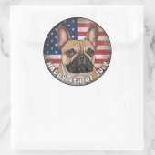 4 juli Onafhankelijkheidsdag Franse Bulldog Circle Ronde Sticker (Tas)