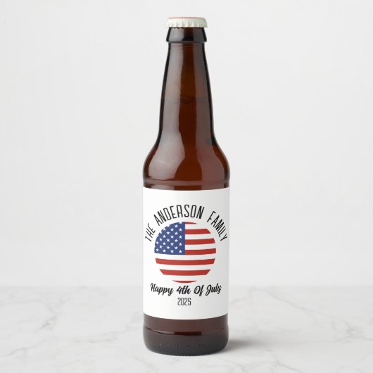 4 juli Onafhankelijkheidsdag Gepersonaliseerde naa Bier Etiket (Voorkant)
