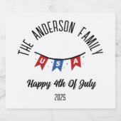 4 juli Onafhankelijkheidsdag Gepersonaliseerde naa Bier Etiket (Enkel label)