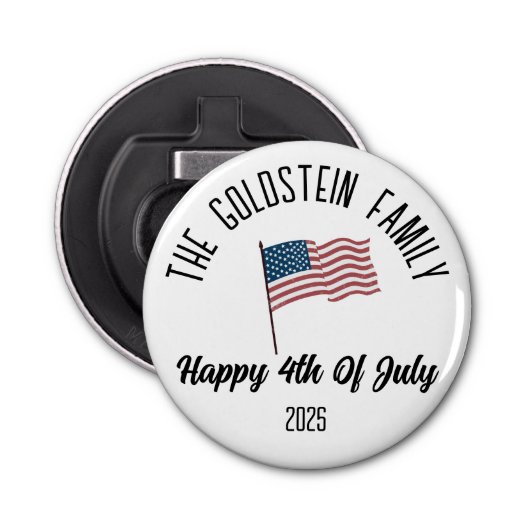 4 juli Onafhankelijkheidsdag Gepersonaliseerde naa Button Flesopener (Voorkant)