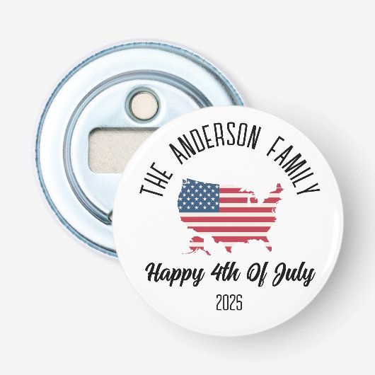 4 juli Onafhankelijkheidsdag Gepersonaliseerde naa Button Flesopener (Voorkant)