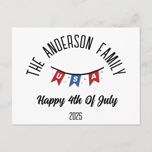 4 juli Onafhankelijkheidsdag Gepersonaliseerde naa Feestdagenkaart (Voorkant)