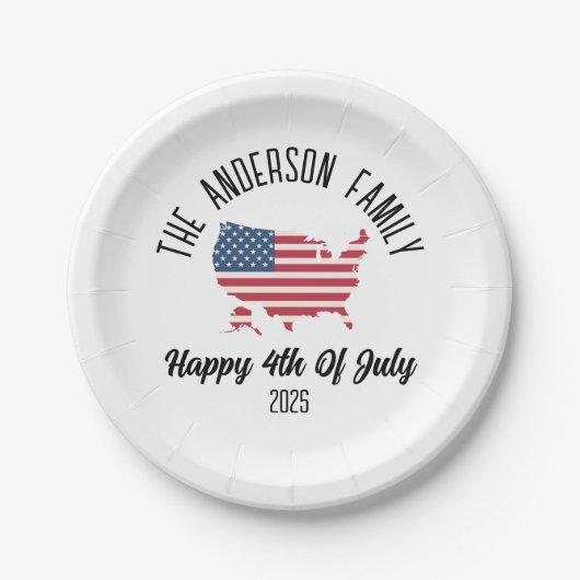 4 juli Onafhankelijkheidsdag Gepersonaliseerde naa Papieren Bordje (Voorkant)
