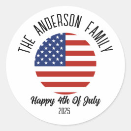 4 juli Onafhankelijkheidsdag Gepersonaliseerde naa Ronde Sticker