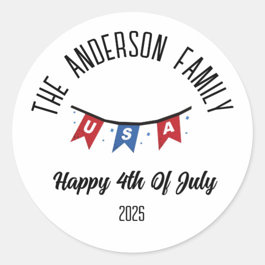 4 juli Onafhankelijkheidsdag Gepersonaliseerde naa Ronde Sticker (Voorkant)