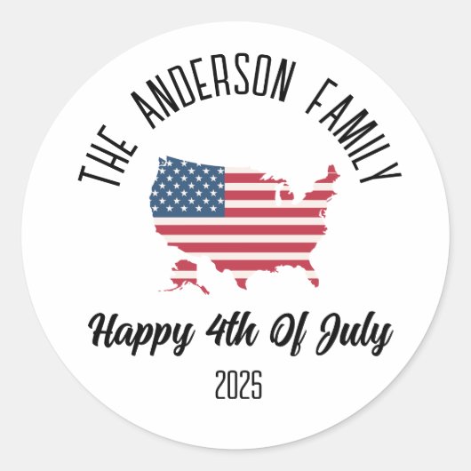 4 juli Onafhankelijkheidsdag Gepersonaliseerde naa Ronde Sticker (Voorkant)
