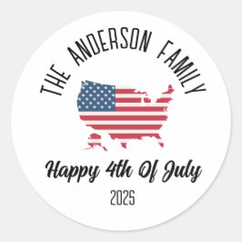 4 juli Onafhankelijkheidsdag Gepersonaliseerde naa Ronde Sticker
