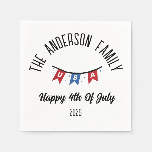 4 juli Onafhankelijkheidsdag Gepersonaliseerde naa Servet (Voorkant)