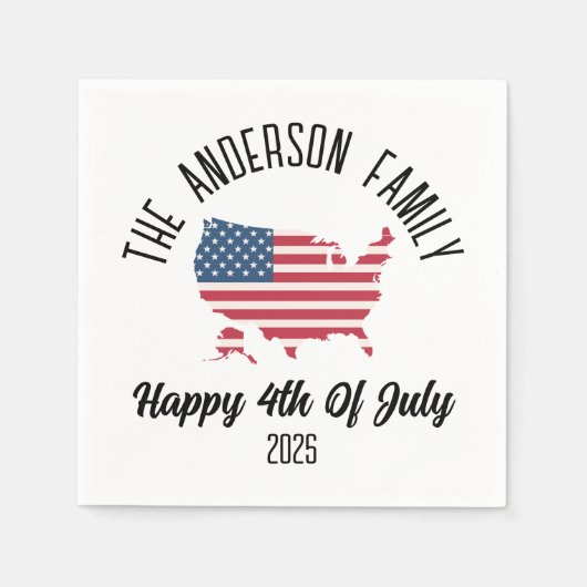 4 juli Onafhankelijkheidsdag Gepersonaliseerde naa Servet (Voorkant)