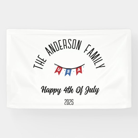 4 juli Onafhankelijkheidsdag Gepersonaliseerde naa Spandoek (Horizontaal)