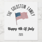 4 juli Onafhankelijkheidsdag Gepersonaliseerde naa Wijn Etiket (Enkel label)