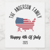 4 juli Onafhankelijkheidsdag Gepersonaliseerde naa Wijn Etiket (Enkel label)