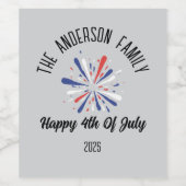 4 juli Onafhankelijkheidsdag Gepersonaliseerde naa Wijn Etiket (Enkel label)